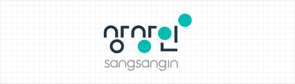 This is the image of sangsangin English logo, vertical type image.